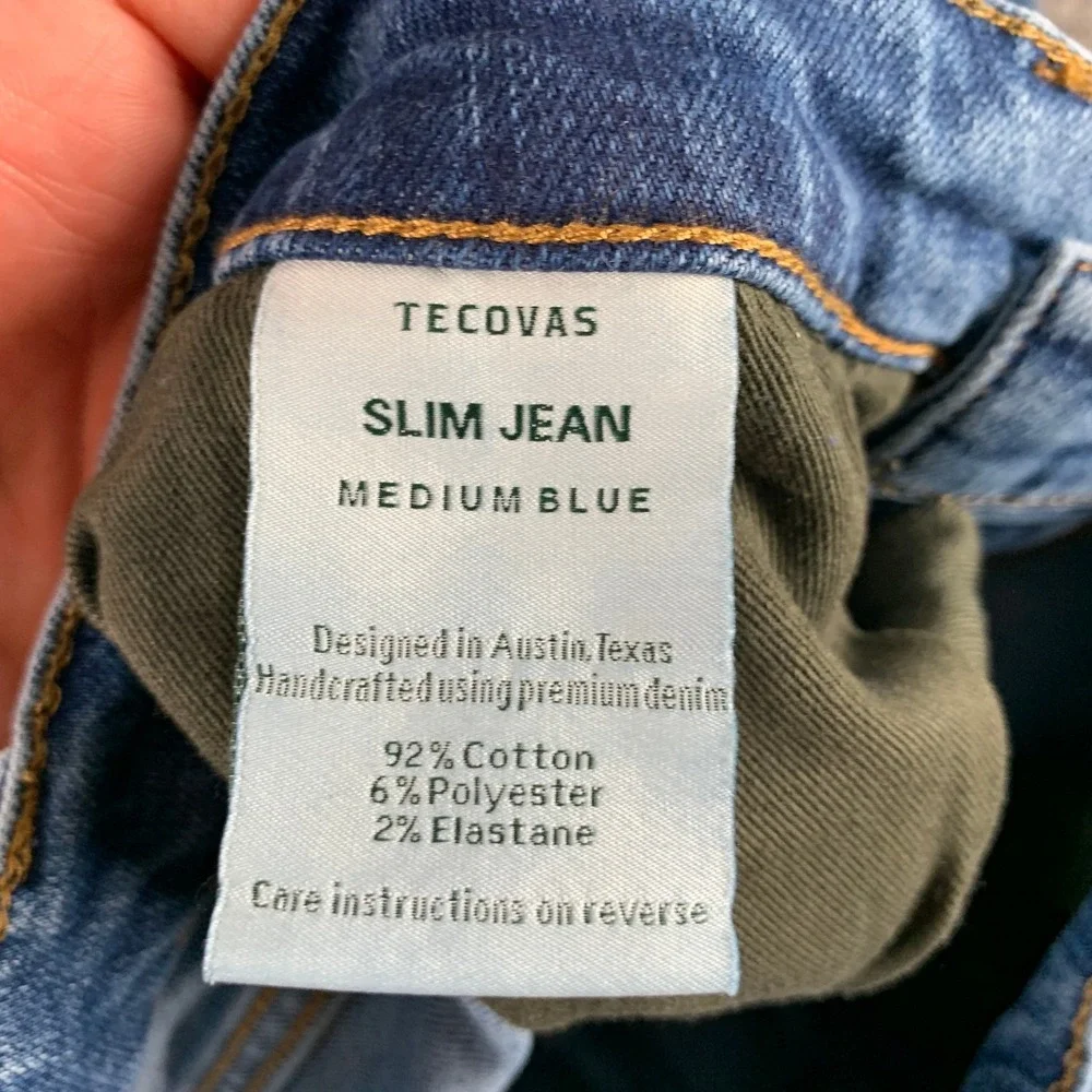 Tecovas Jeans Men 30x30 Slim Western Gaucho Ranch Cowboy Medium Blue